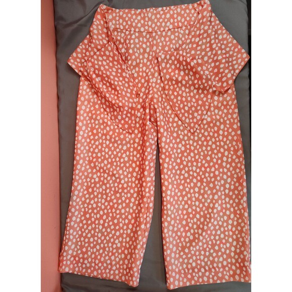 Women's Crosby by Mollie Burch Flowy Tie Front Wide Leg Pants Coral White Small - Picture 1 of 7